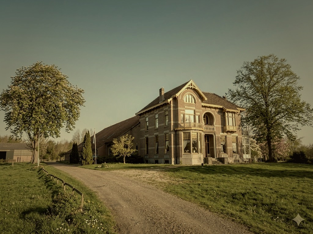 Voorzijde Restaurant Veldzicht Westerlee — historische Heerenboerderij uit 1910, Boutique Hotel Westerlee Oost-Groningen